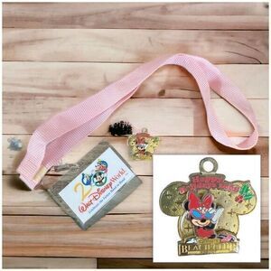Disney World Vintage Lanyard Lot – 2000 Pink Strap, 2008‎ Beach Club Mickey Card
